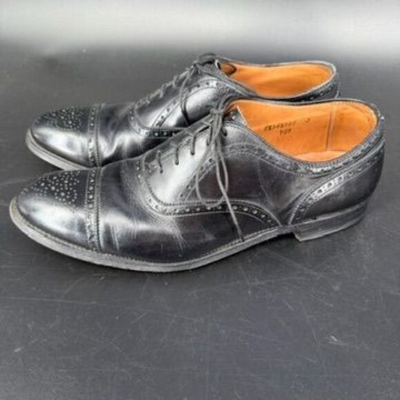 Alden Wright Shop 909 Black Leather Medallion Cap Toe Oxfords Sz 10.5 AA/B VTG main image 6